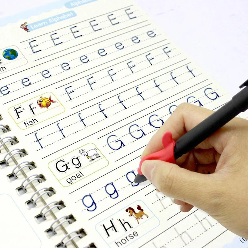 4pcs Sank Magic Practice Copybook Set – Reusable Kids Calligraphy Writing Book