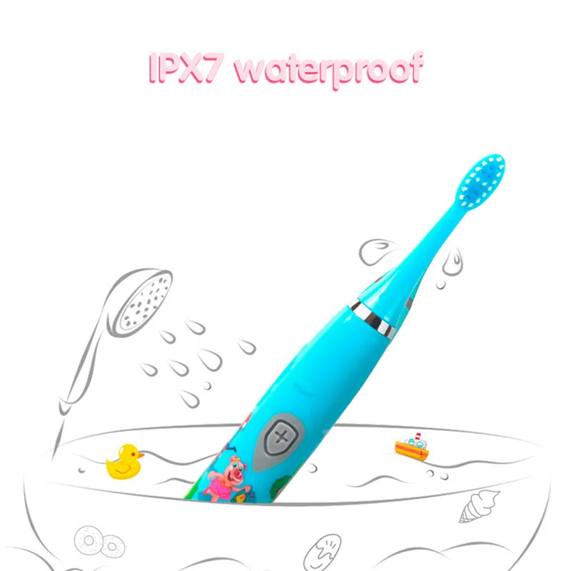 Kids Sonic Toothbrush – Rechargeable, Waterproof, with Extra Head