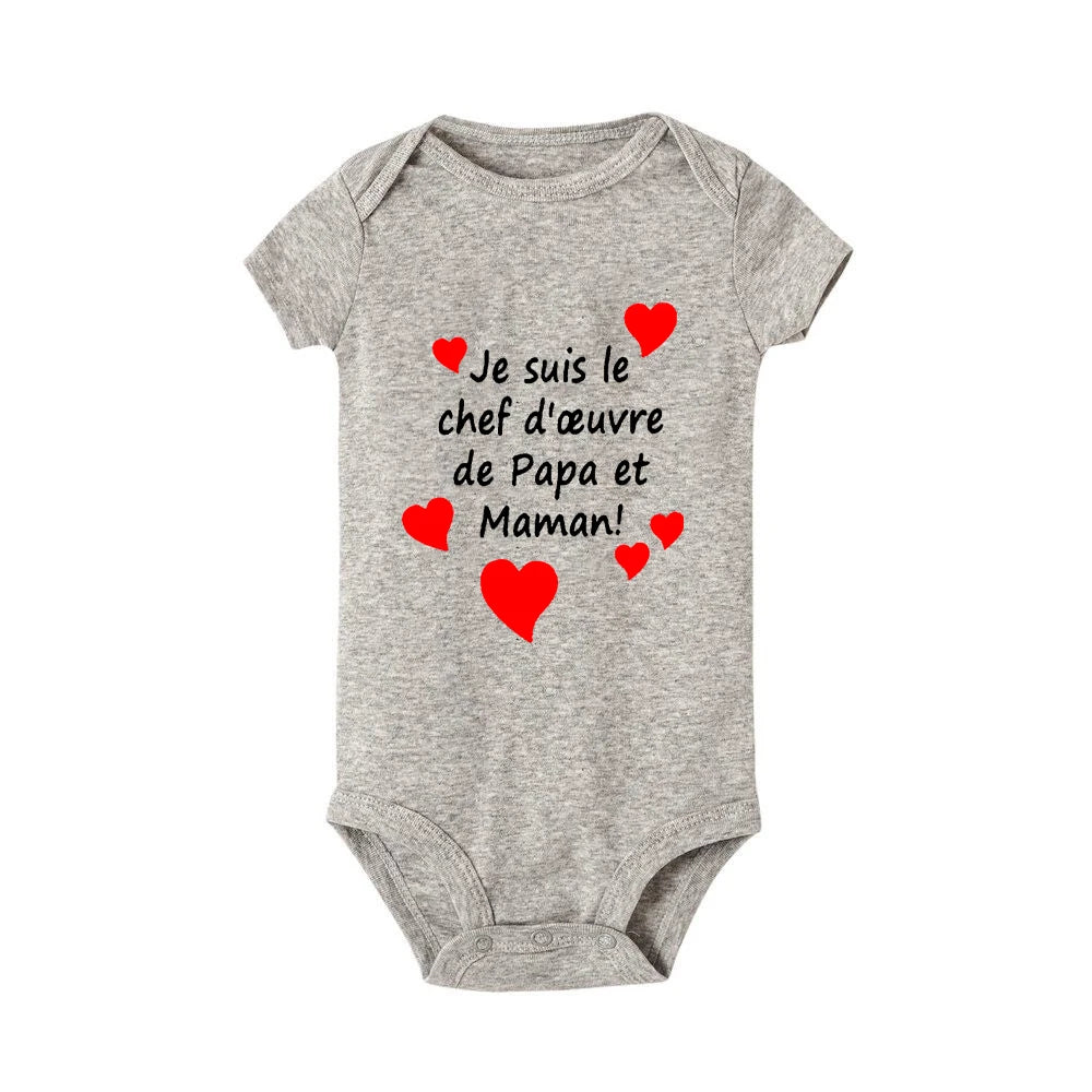 I Am Mom and Dad's Masterpiece" Baby Romper – Perfect for Mother's & Father's Day