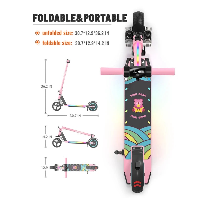 S5 Kids Electric Scooter – 24V, 130W Motor, 14km/h Max Speed, 8KM Range