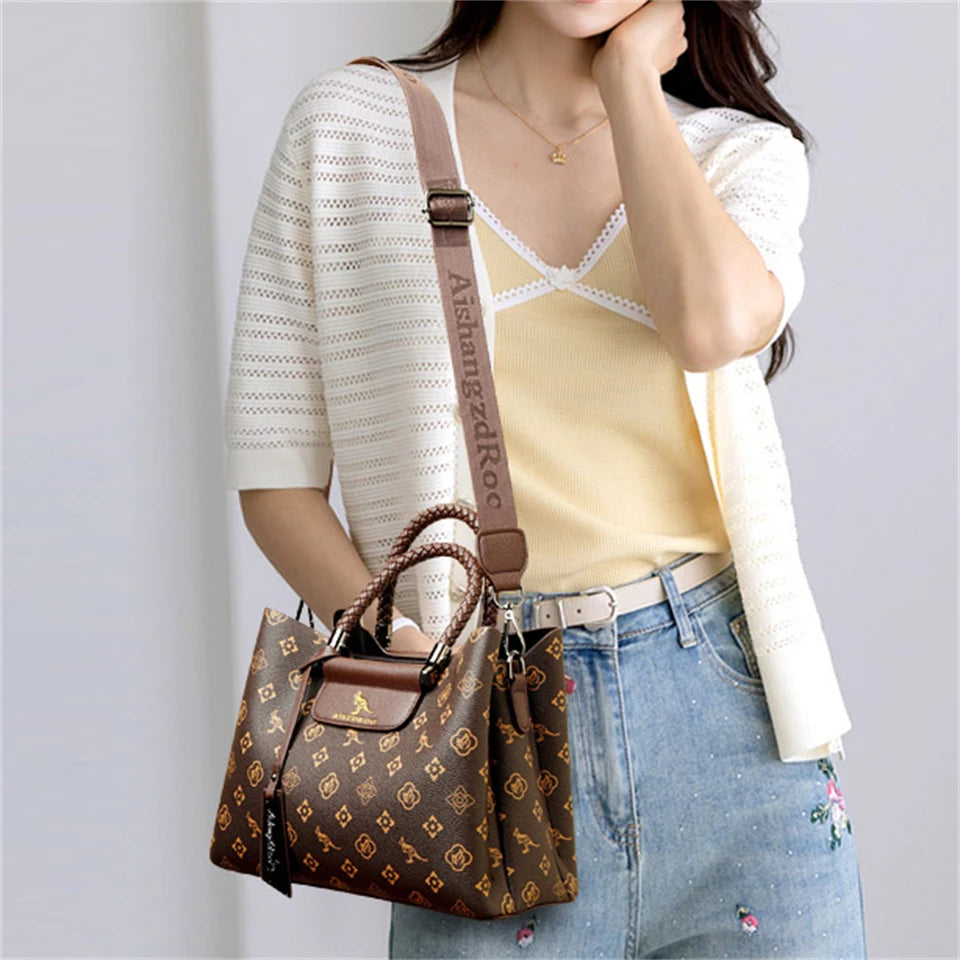 Elegant Women's Handbag – Stylish Pattern, Unique Handle, Spacious with Adjustable Strap