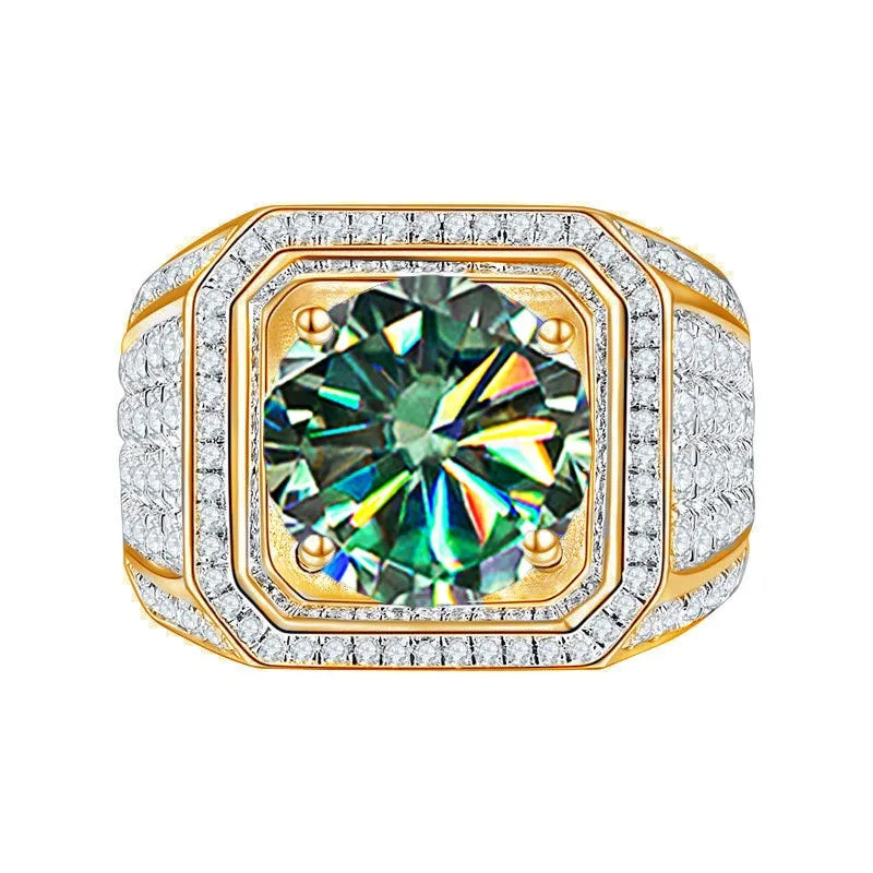 1CT Moissanite Men's Ring – 6.5mm Platinum-Plated 925 Silver with GRA Certificate