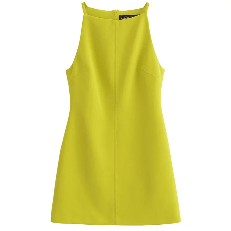 BWQ Fashion Summer Bodycon Dress – Sleeveless Mini Dress in White, Red, Blue, Black, Yellow