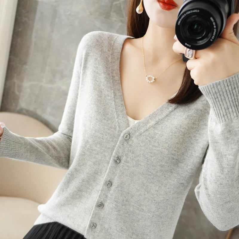 2024 V-Neck Women's Loose Sweater Cardigan ZHI D035