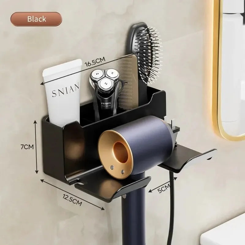 Hair Dryer Wall Holder – Plastic Organizer Stand for Hair Dryer & Straightener
