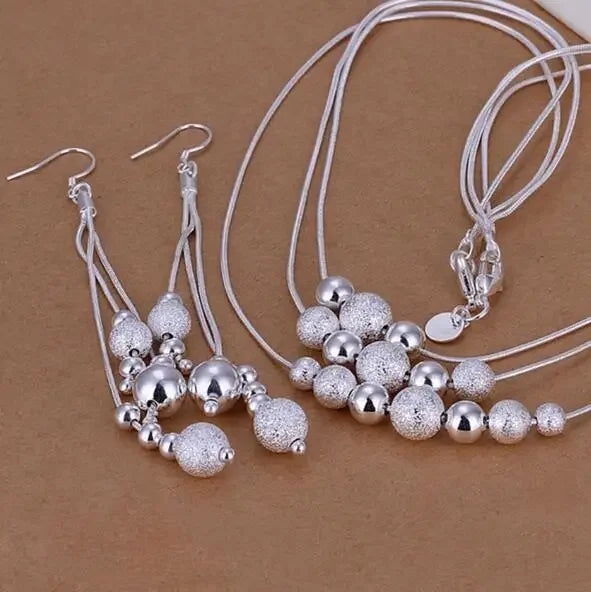 925 Sterling Silver Wedding Charm Set – Pendant Necklace & Earrings for Women