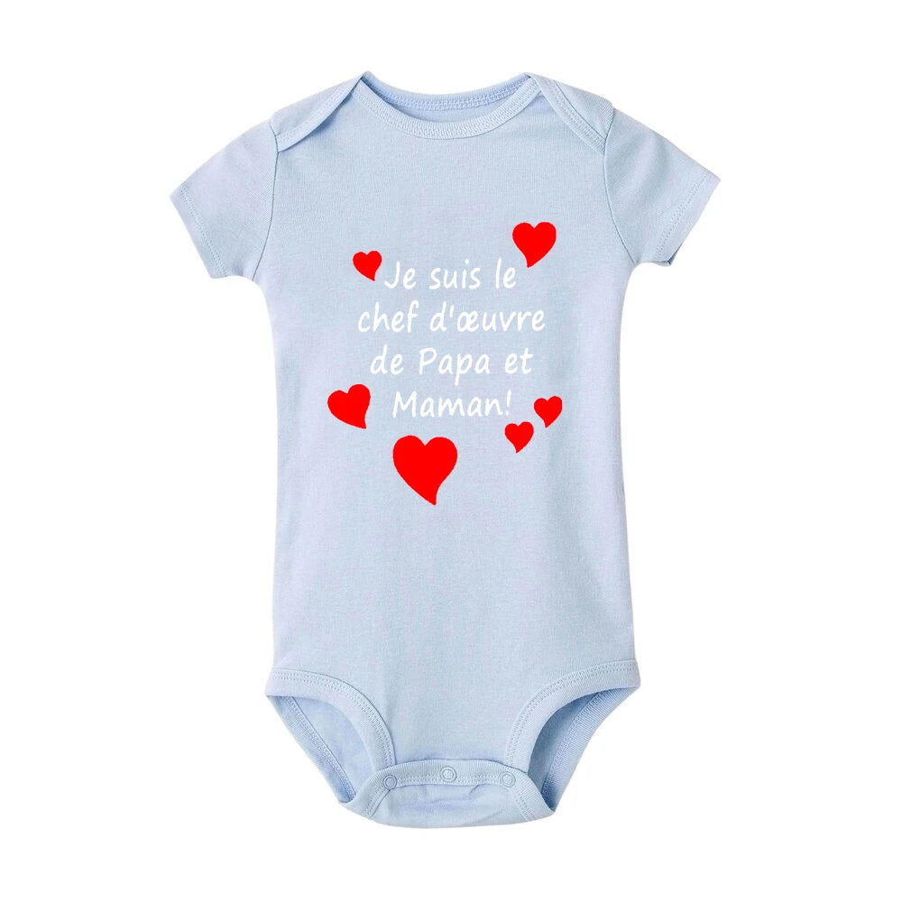 I Am Mom and Dad's Masterpiece" Baby Romper – Perfect for Mother's & Father's Day