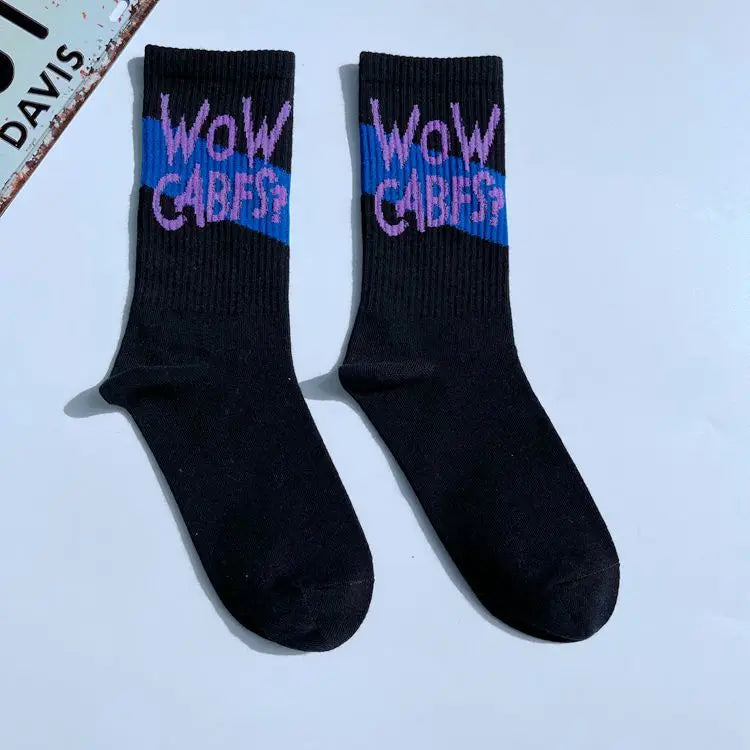 College Style Street Skateboard Socks – Unisex Letter Print Cotton Sports Socks