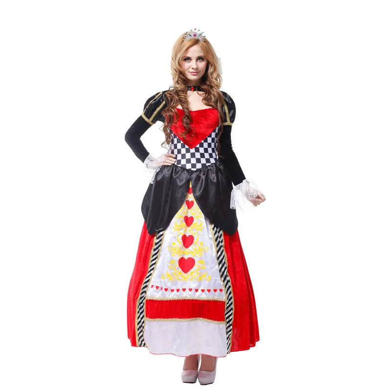 Alice in wonderland red queen of hearts costumes for women costume Sexy Royal Cosplay Clothing Women Halloween Fancy Dress
