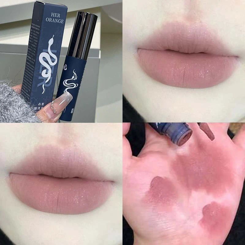 Velvet Matte Lip Glaze – Shimmer Nude & Grey Pink Waterproof Lipstick