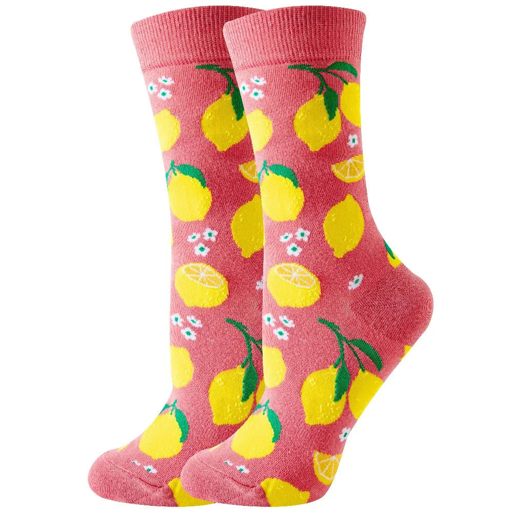 Unisex Animal & Fruit Print Socks – Hip Hop Skateboard Mid-Rise Style