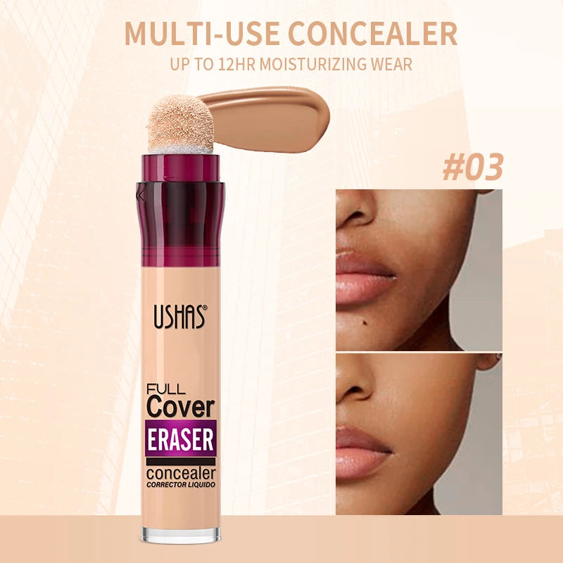USHAS 12-Color Liquid Concealer – Moisturizing, Lightweight, Long-Lasting