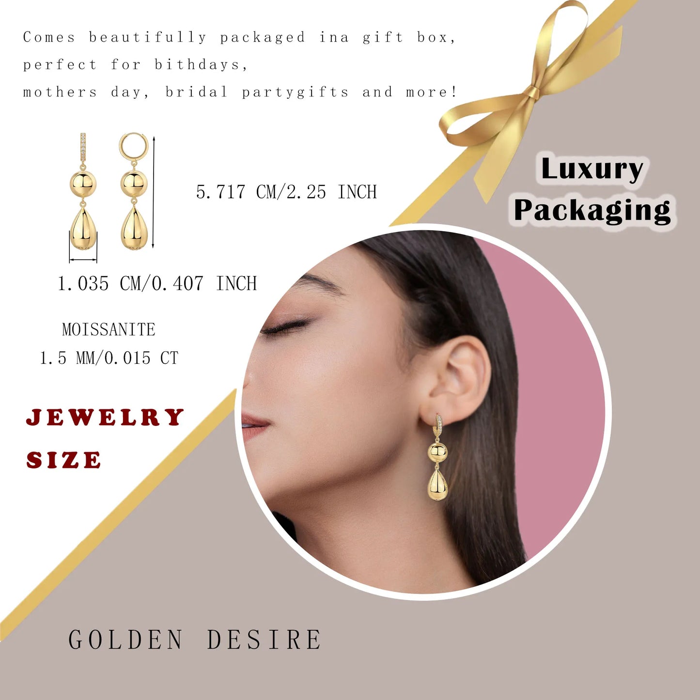 Gold Moissanite Tassel Earrings