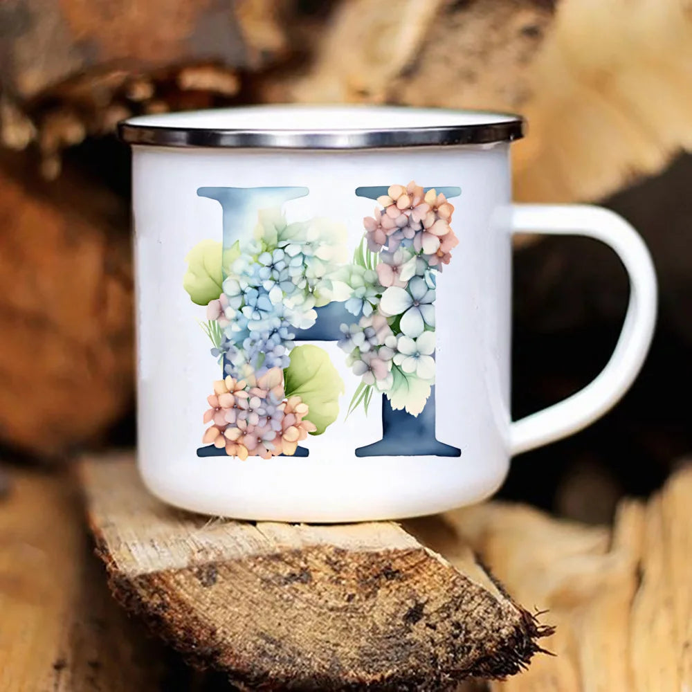 Personalized Floral Initial Mug – Monogram Coffee/Tea Gift for Weddings & Birthdays