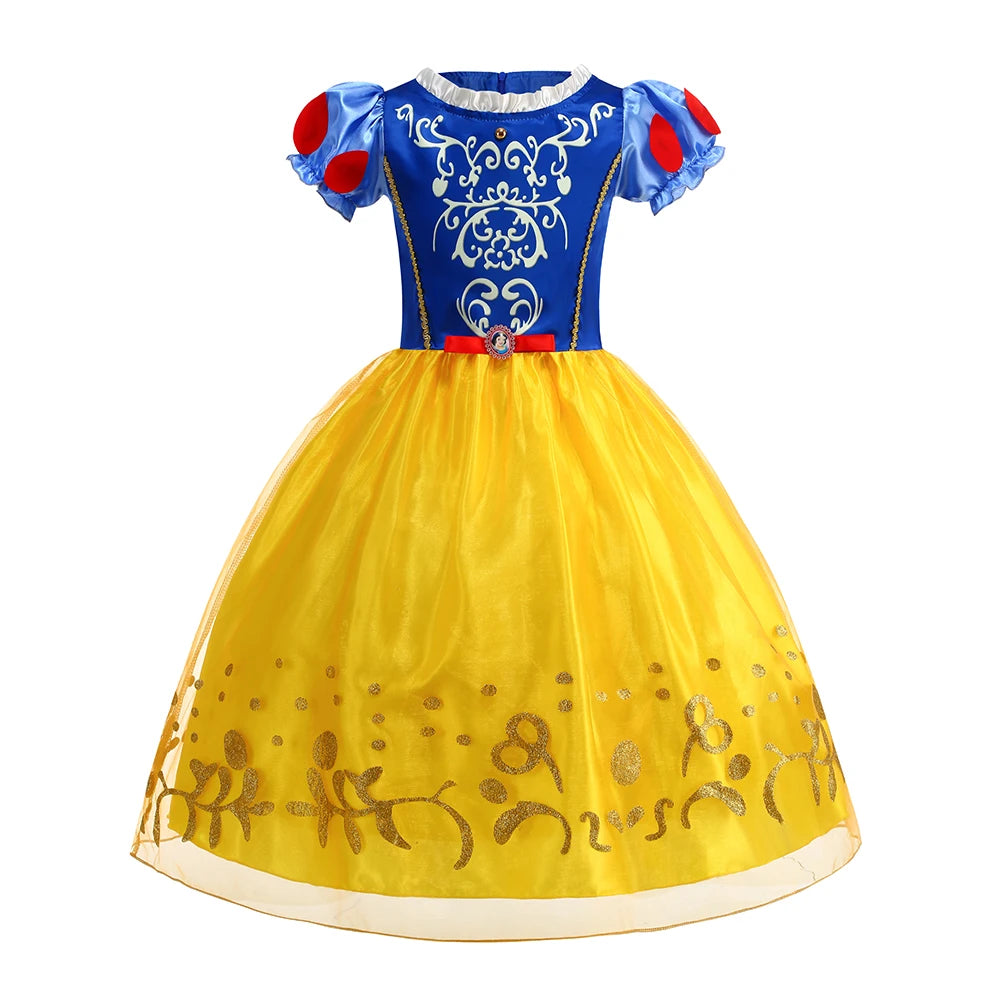 Disney Snow White Princess Dress Girl Belle Cosplay Costume Rapunzel Kid Halloween Cosplay Birthday Party Aurora Vestido Clothes