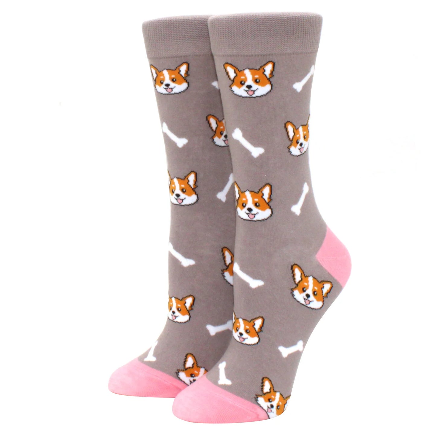 Cute Puppy Cartoon Socks – Corgi & Schnauzer Mid-Tube Unisex Breathable Comfort