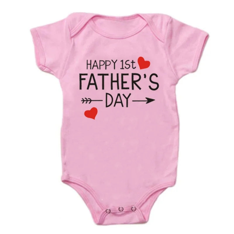 Funny 1st Father's Day Baby Bodysuit – Cotton Romper for Boys & Girls