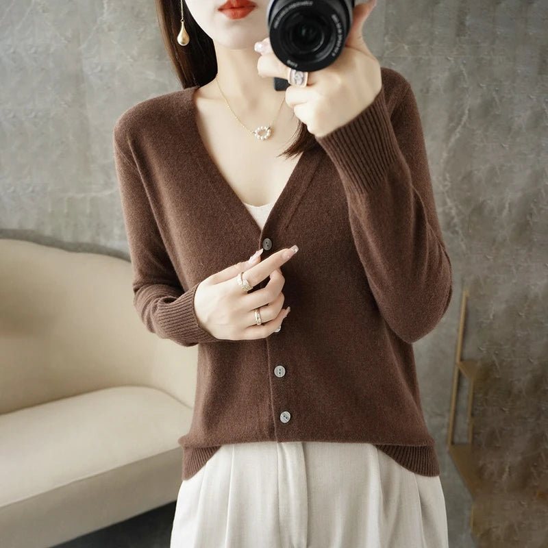 2024 V-Neck Women's Loose Sweater Cardigan ZHI D035