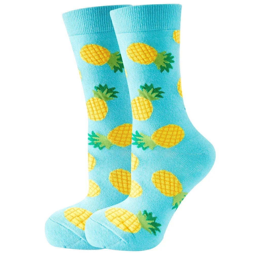 Unisex Animal & Fruit Print Socks – Hip Hop Skateboard Mid-Rise Style