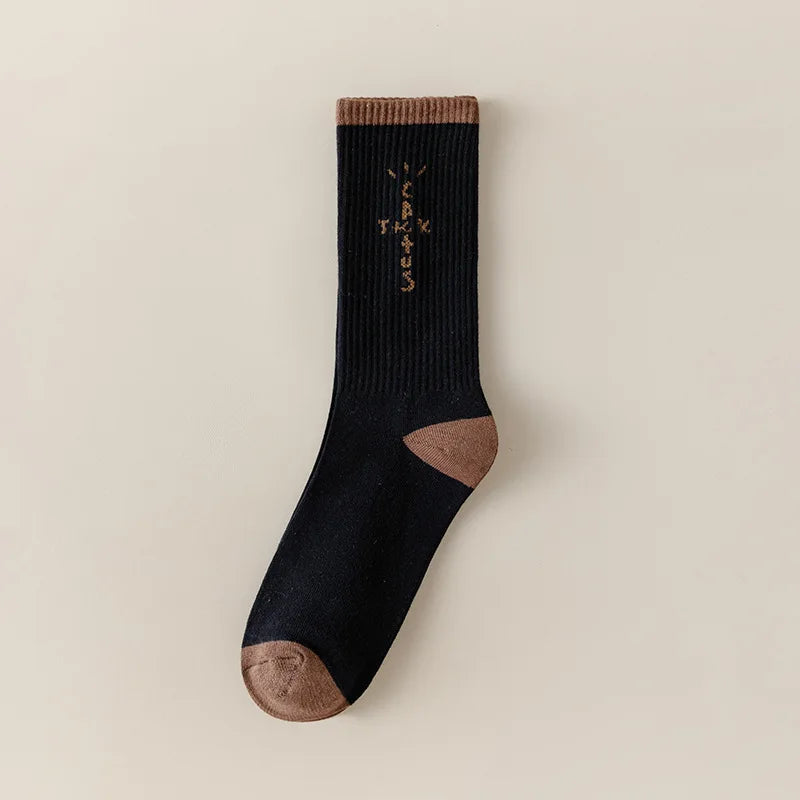 Fun street black men's socks, Cantum Jack skateboard socks, cute women's pink cotton socks as fashionable gifts