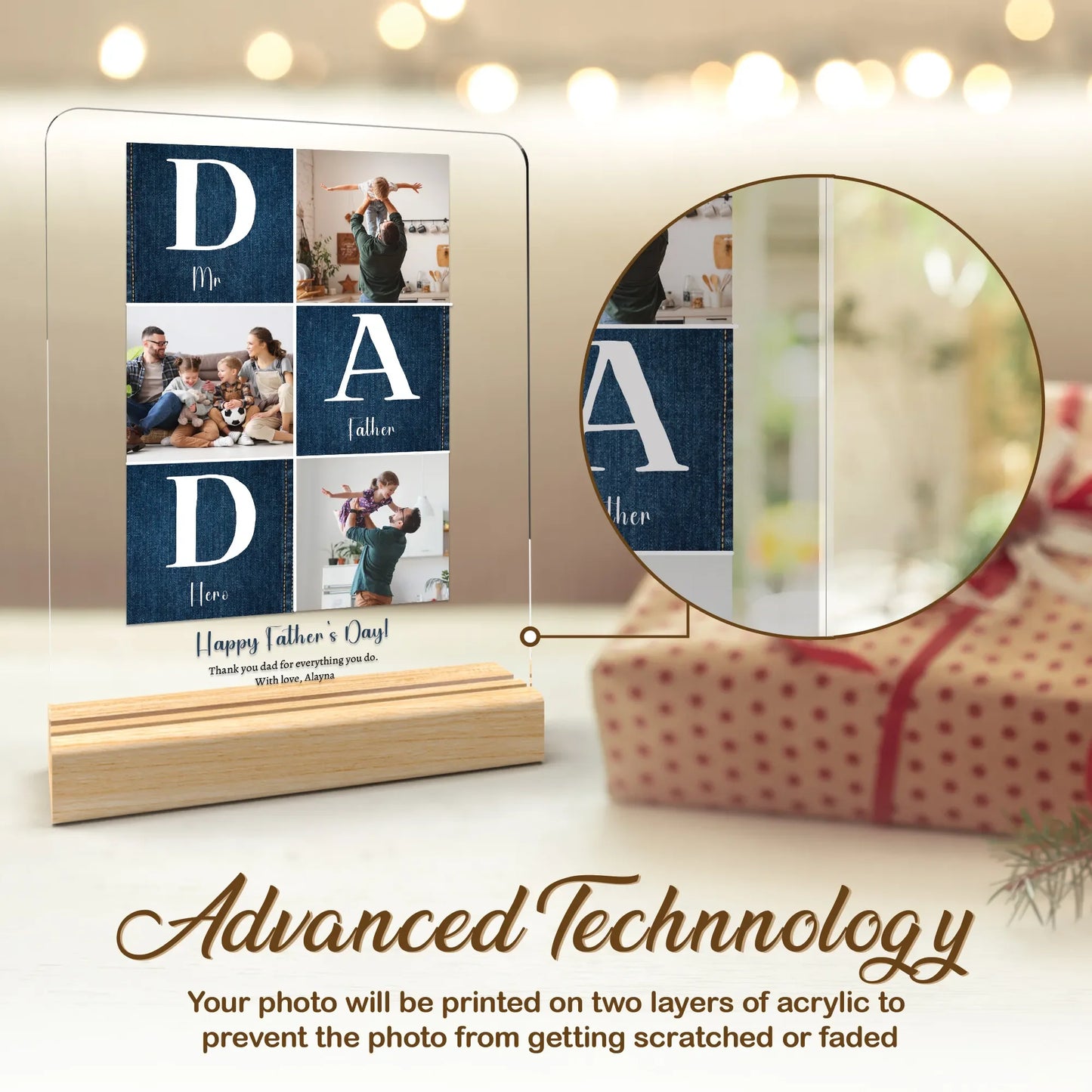 Personalized Photo Collage Plaque – Custom Name Gift for Dad or Mom