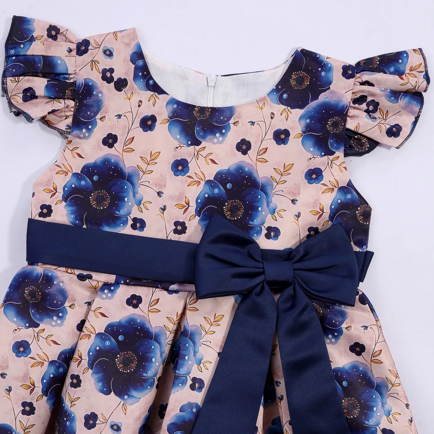 2-10 Years Girls Dress Summer Flowers Flying Sleeves Bow Girls Princess Dress Host Performance Costumes New Fashion Kids Clothes