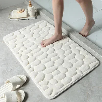 Super Absorbent Cobblestone Bath Mat – Non-Slip Bathroom Rug for Shower