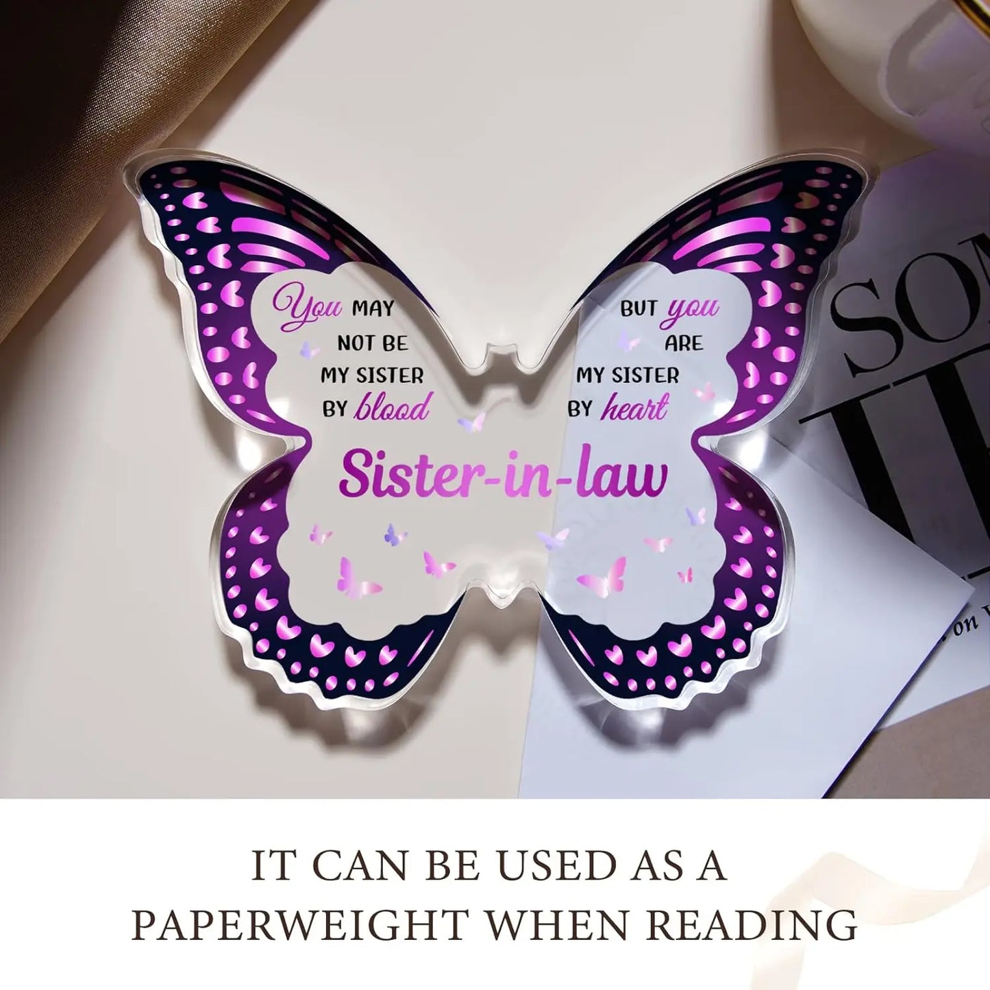 Butterfly Acrylic Plaque – Sister-in-Law Gift for Mother's Day & Birthdays