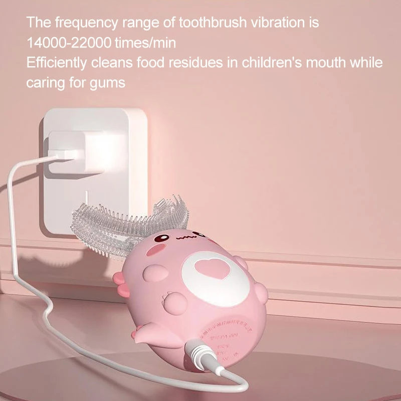 Kids 360° U-Shape Electric Toothbrush – Rechargeable Sonic Toothbrush with Cartoon Design