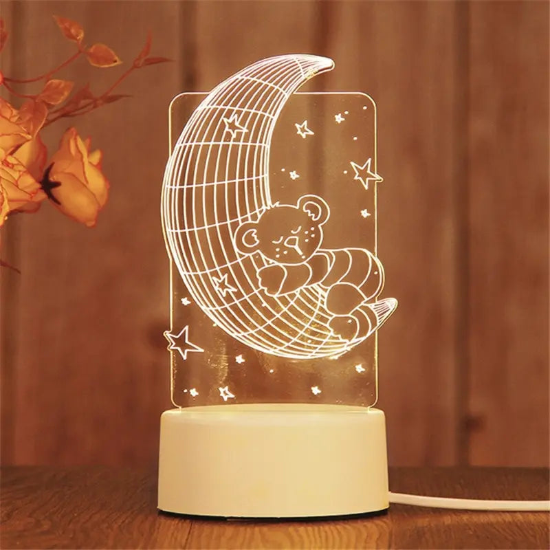 Acrylic LED Night Light – Creative Bedside Lamp Gift