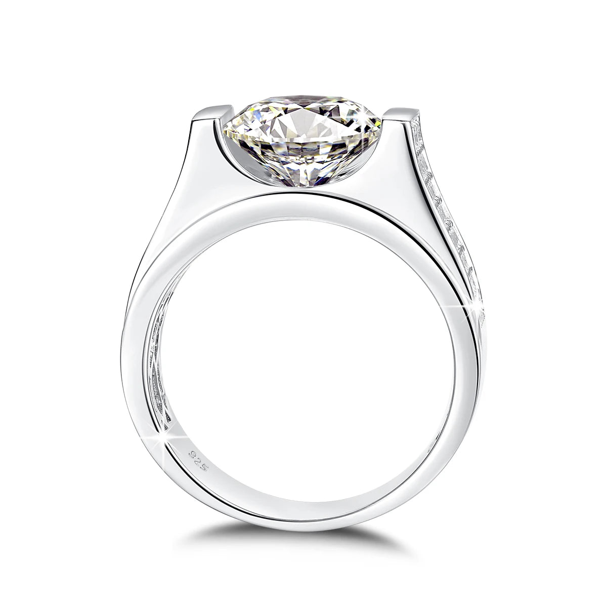 Men's 4CT Moissanite Ring – Real Silver 10mm Hip Hop Wedding Jewelry with Certificate