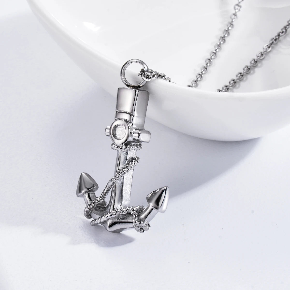 Anchor Cremation Urn Necklace – Stainless Steel Keepsake Jewelry for Ashes