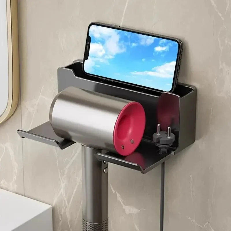Hair Dryer Wall Holder – Plastic Organizer Stand for Hair Dryer & Straightener