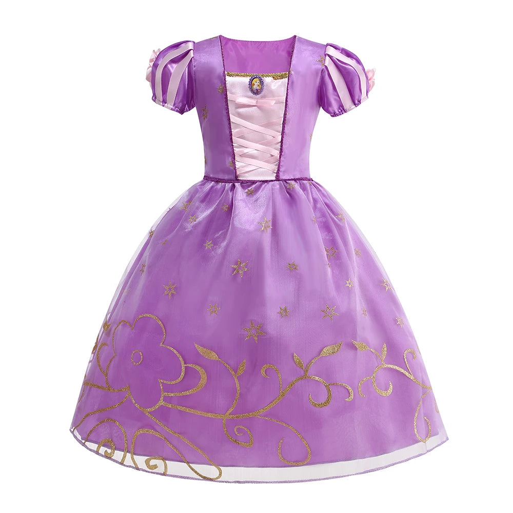 Disney Snow White Princess Dress Girl Belle Cosplay Costume Rapunzel Kid Halloween Cosplay Birthday Party Aurora Vestido Clothes