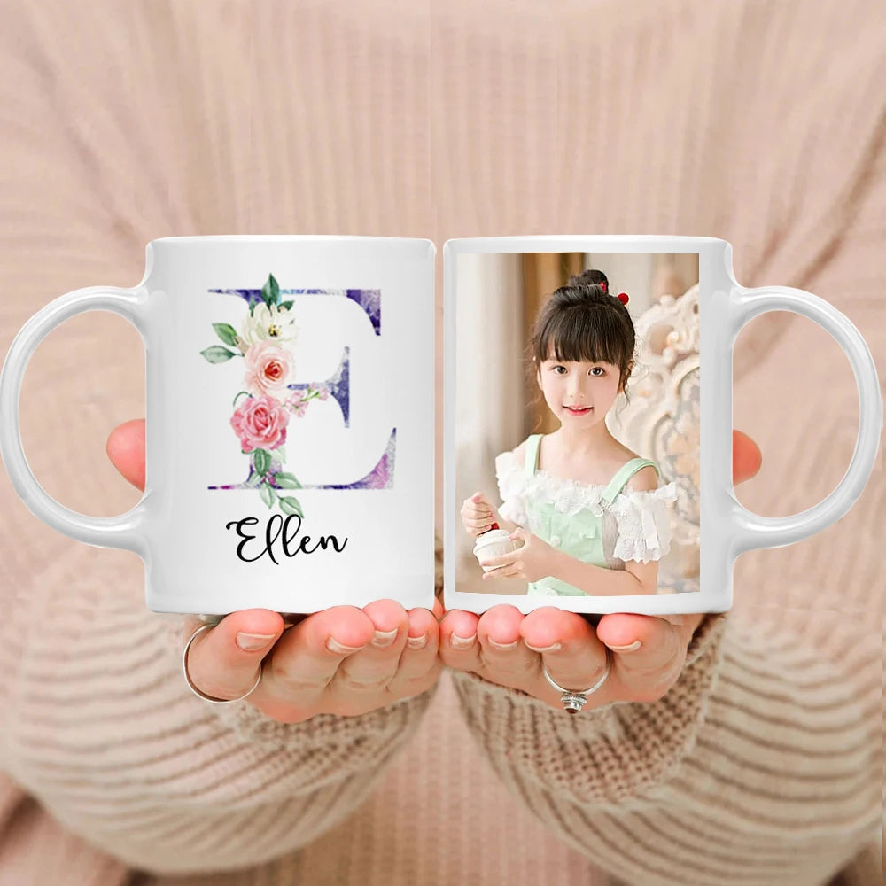 Personalized Photo & Name Ceramic Mug – Custom Coffee & Tea Cup