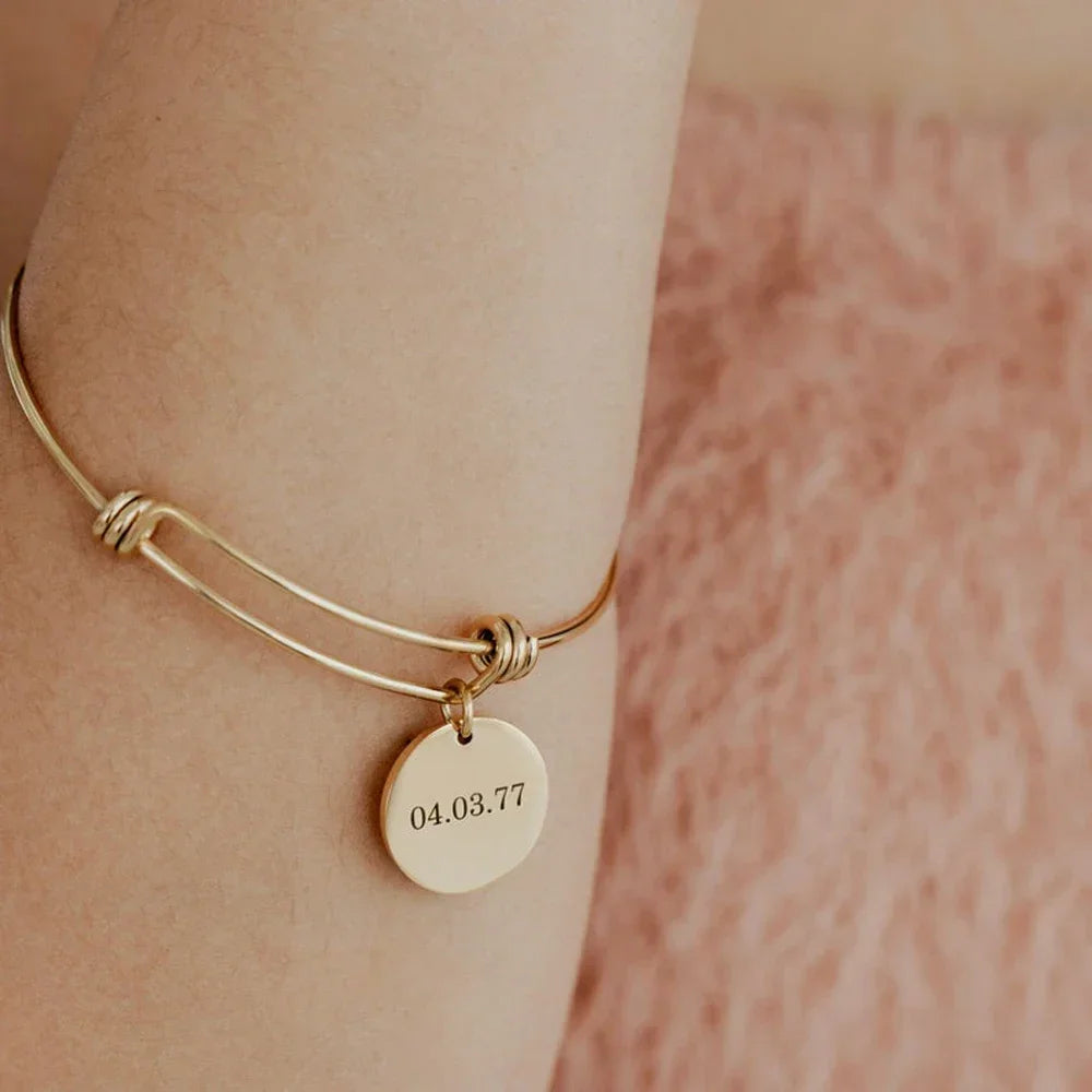 Custom Name Bangles – 1-4 Engraved Names, Stainless Steel Bracelet
