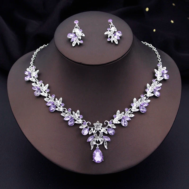 Elegant Bridal Necklace & Dangle Earrings Set – Two-Piece Wedding Jewelry