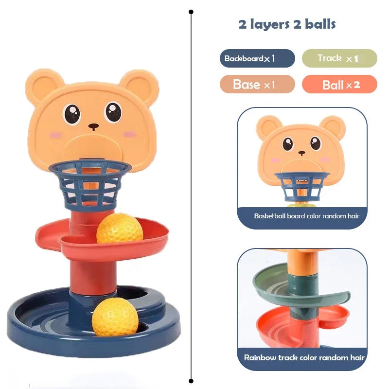 2–7 Layer Montessori Rolling Ball Tower – Educational Stacking Toy for Babies