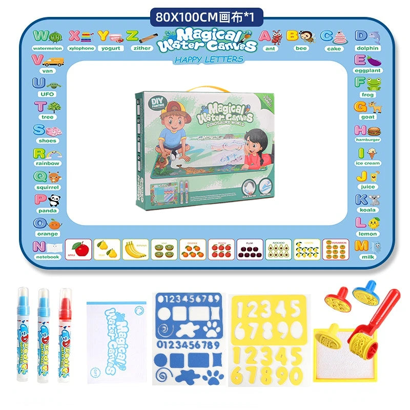 100x80CM Magic Water Drawing Mat – Reusable Doodle & Coloring Toy for Kids