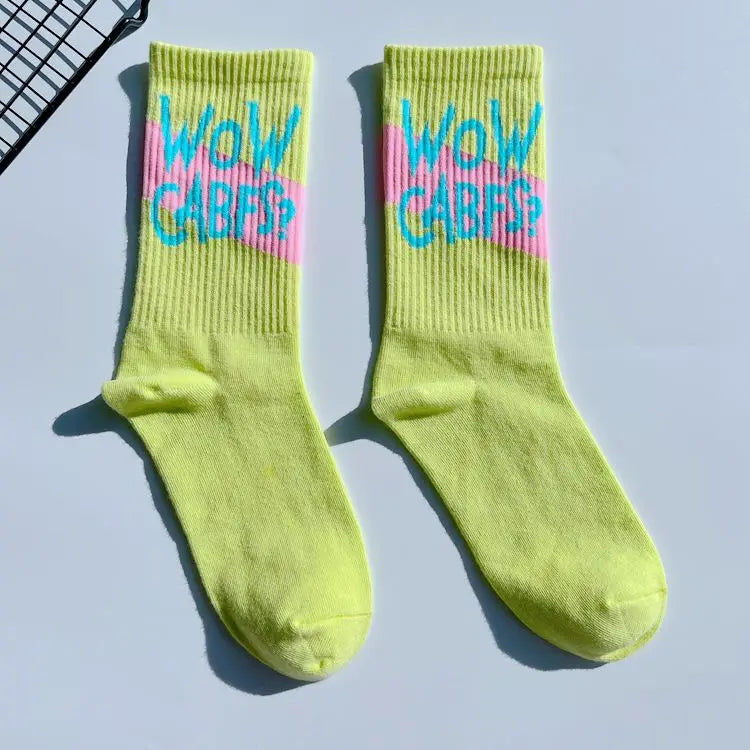 College Style Street Skateboard Socks – Unisex Letter Print Cotton Sports Socks