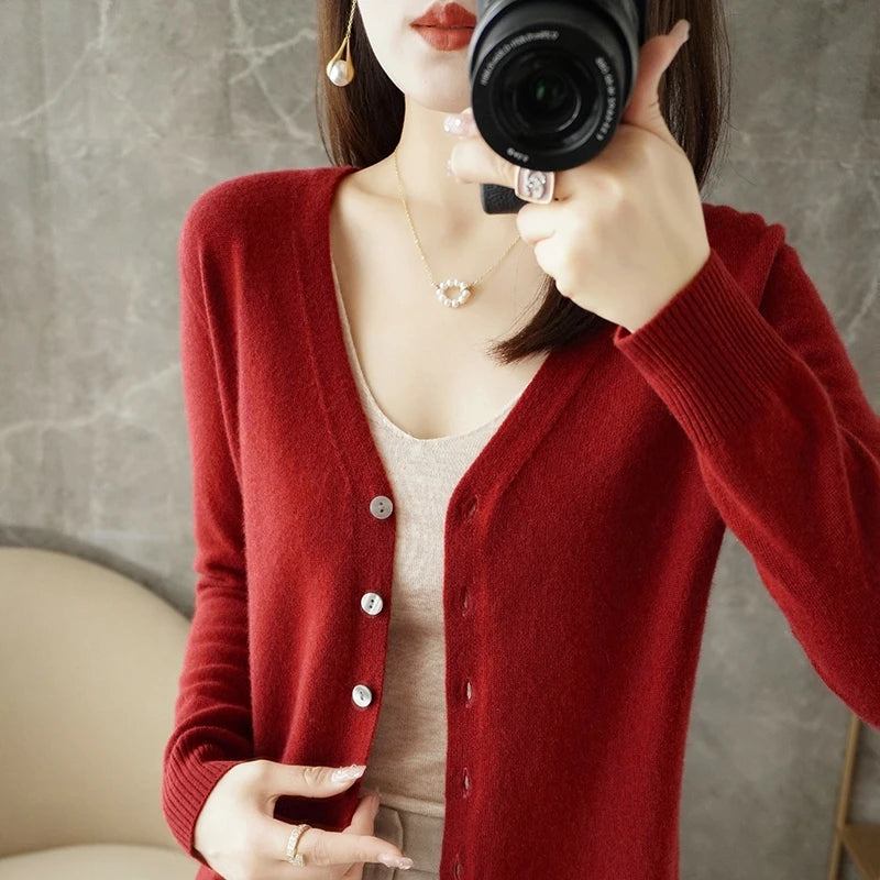 2024 V-Neck Women's Loose Sweater Cardigan ZHI D035