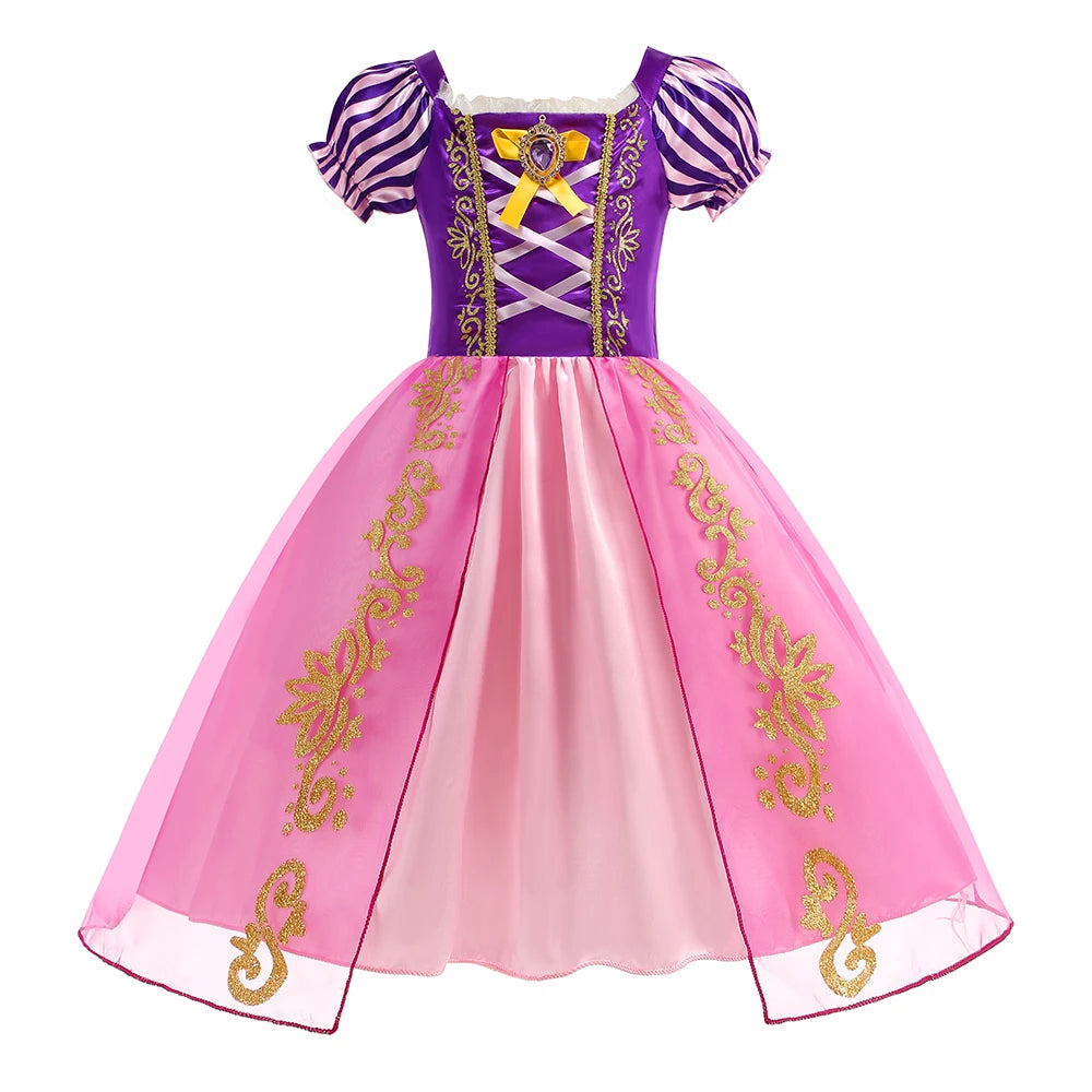 Disney Snow White Princess Dress Girl Belle Cosplay Costume Rapunzel Kid Halloween Cosplay Birthday Party Aurora Vestido Clothes