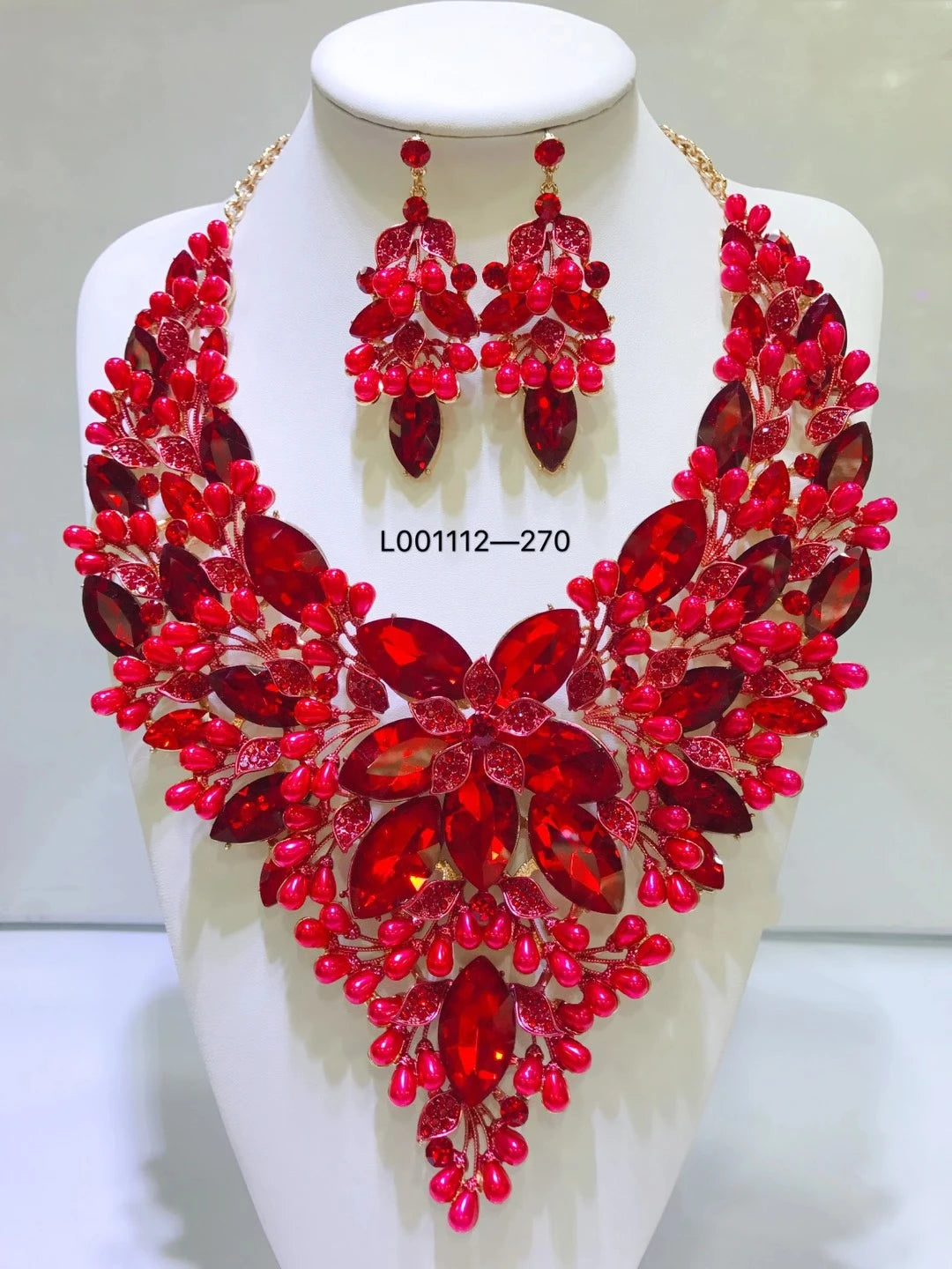 Women's Crystal Rhinestone Jewelry Set – Necklace & Earrings for Wedding