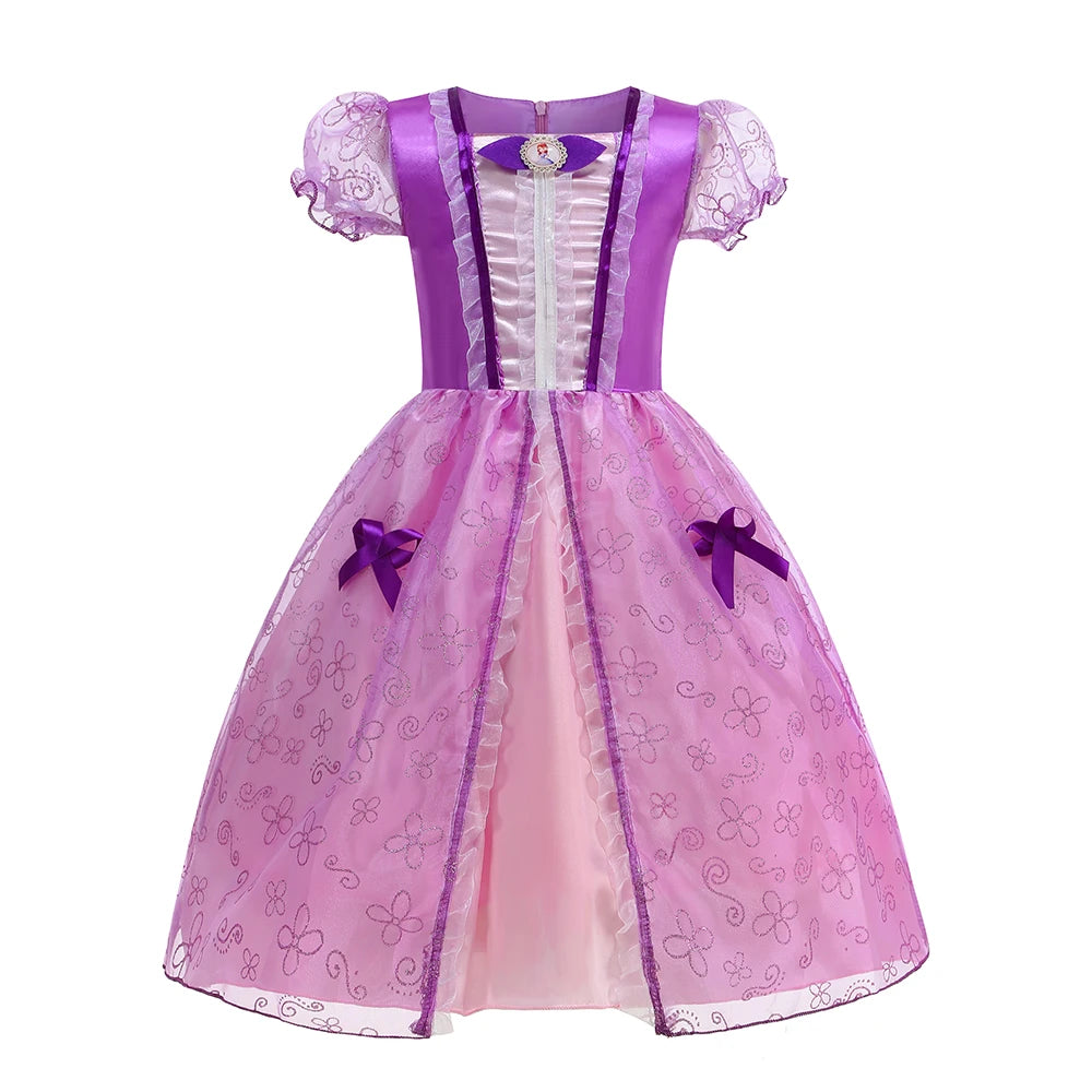 Disney Snow White Princess Dress Girl Belle Cosplay Costume Rapunzel Kid Halloween Cosplay Birthday Party Aurora Vestido Clothes