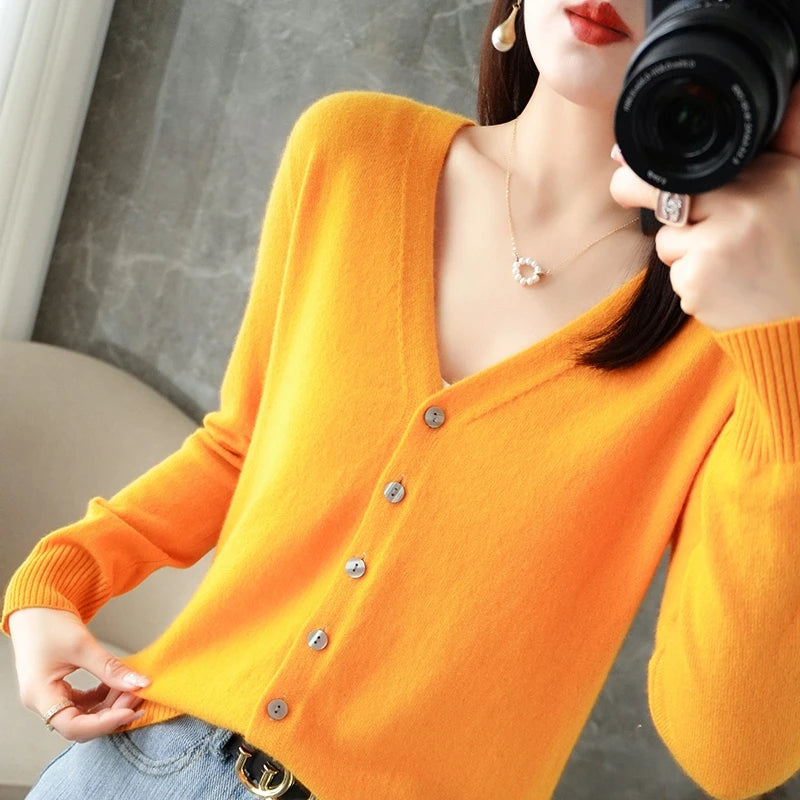 2024 V-Neck Women's Loose Sweater Cardigan ZHI D035