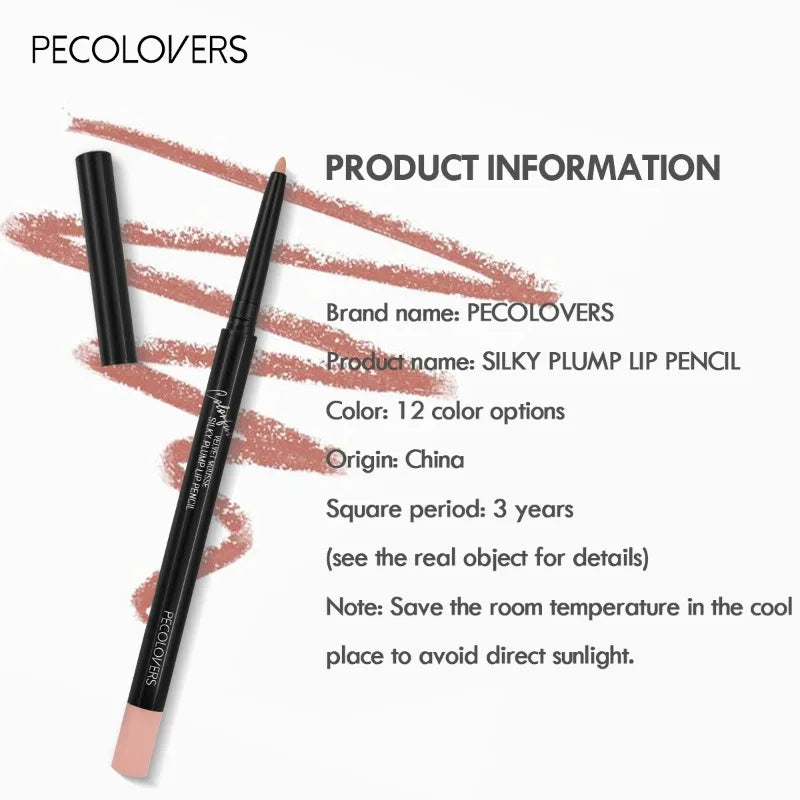Waterproof Matte Lipliner Pencil - Long Lasting & Moisturising Lipstick (12 Shades)