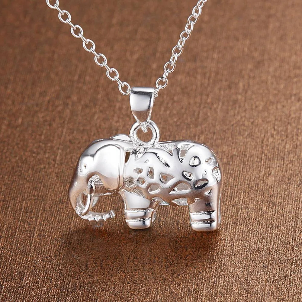925 Sterling Silver Elephant Pendant Necklace – Fashion Wedding & Party Jewelry for Women
