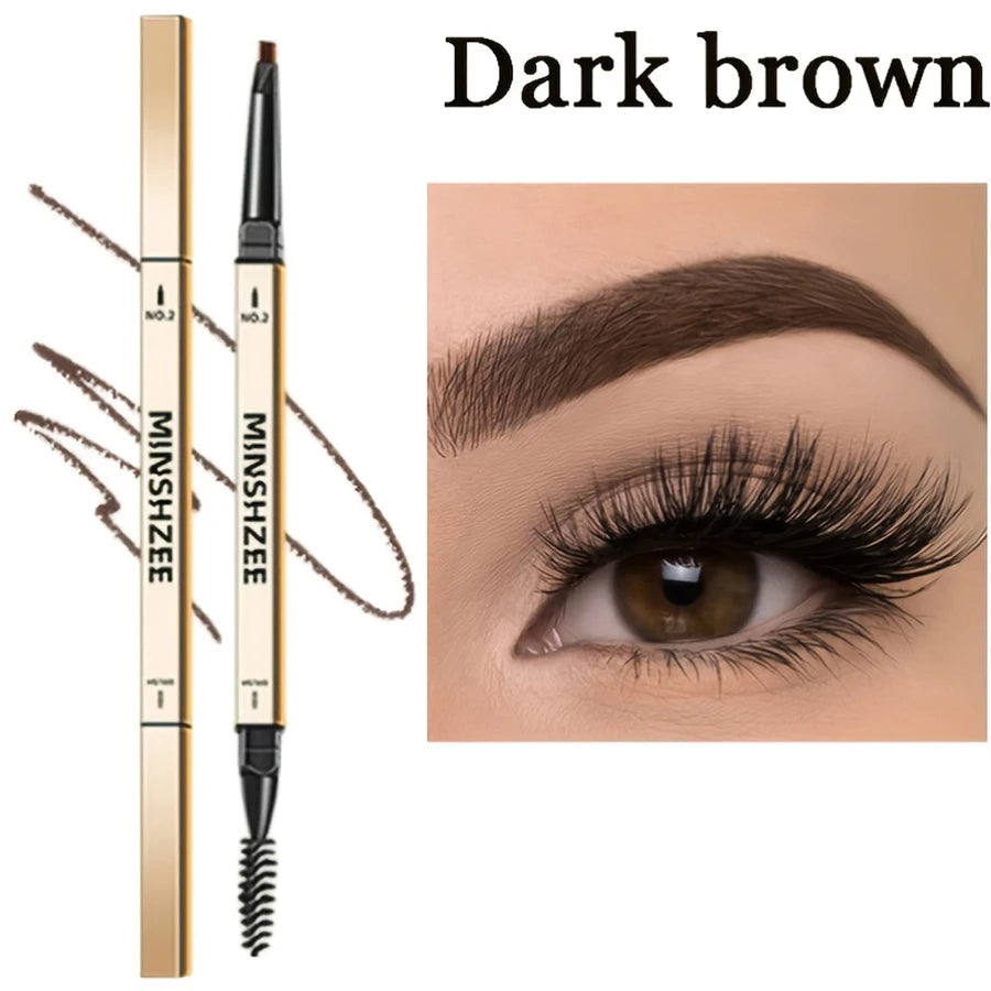 Double headed eyebrow pencil, extremely fine, waterproof, sweat resistant, and long-lasting