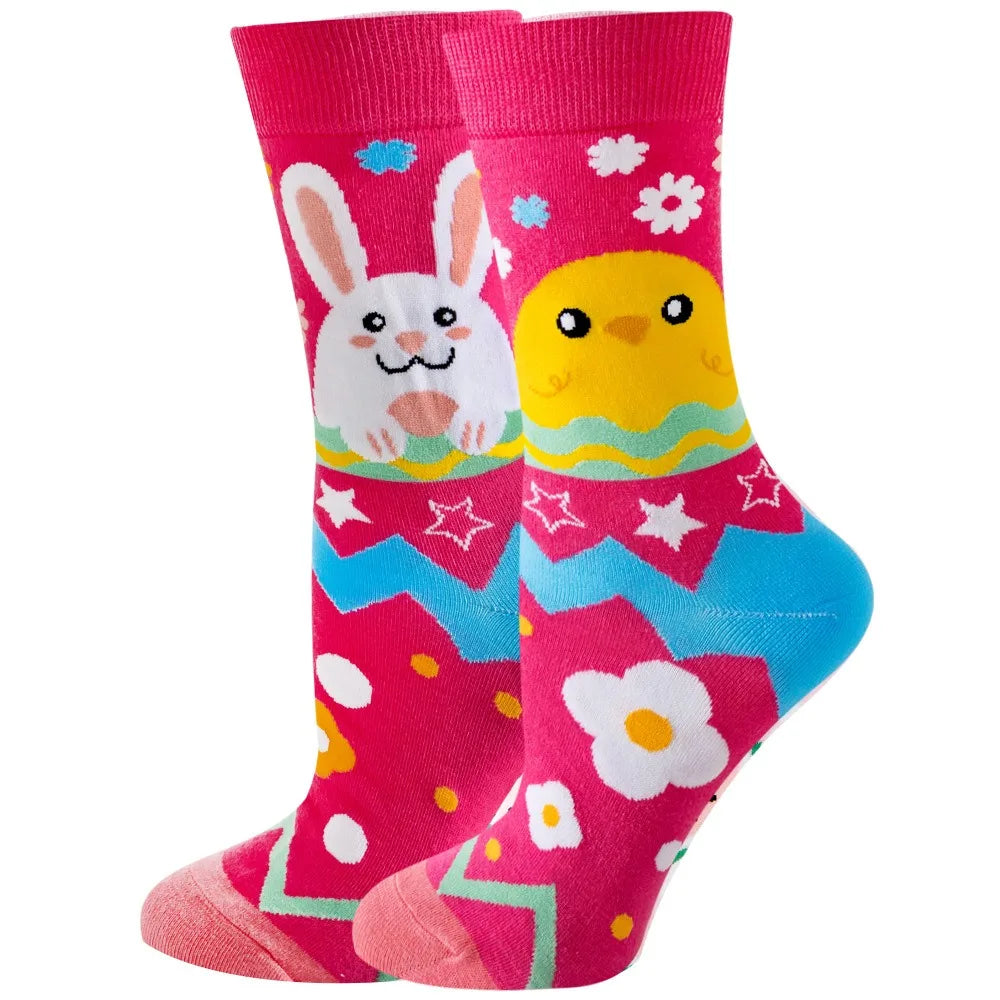 Unisex Animal & Fruit Print Socks – Hip Hop Skateboard Mid-Rise Style
