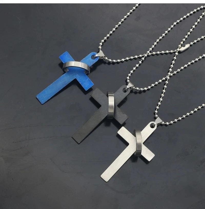 Trendy Cross Necklace – Hip Hop Beaded Chain with Bible Verses, Unisex Jewelry